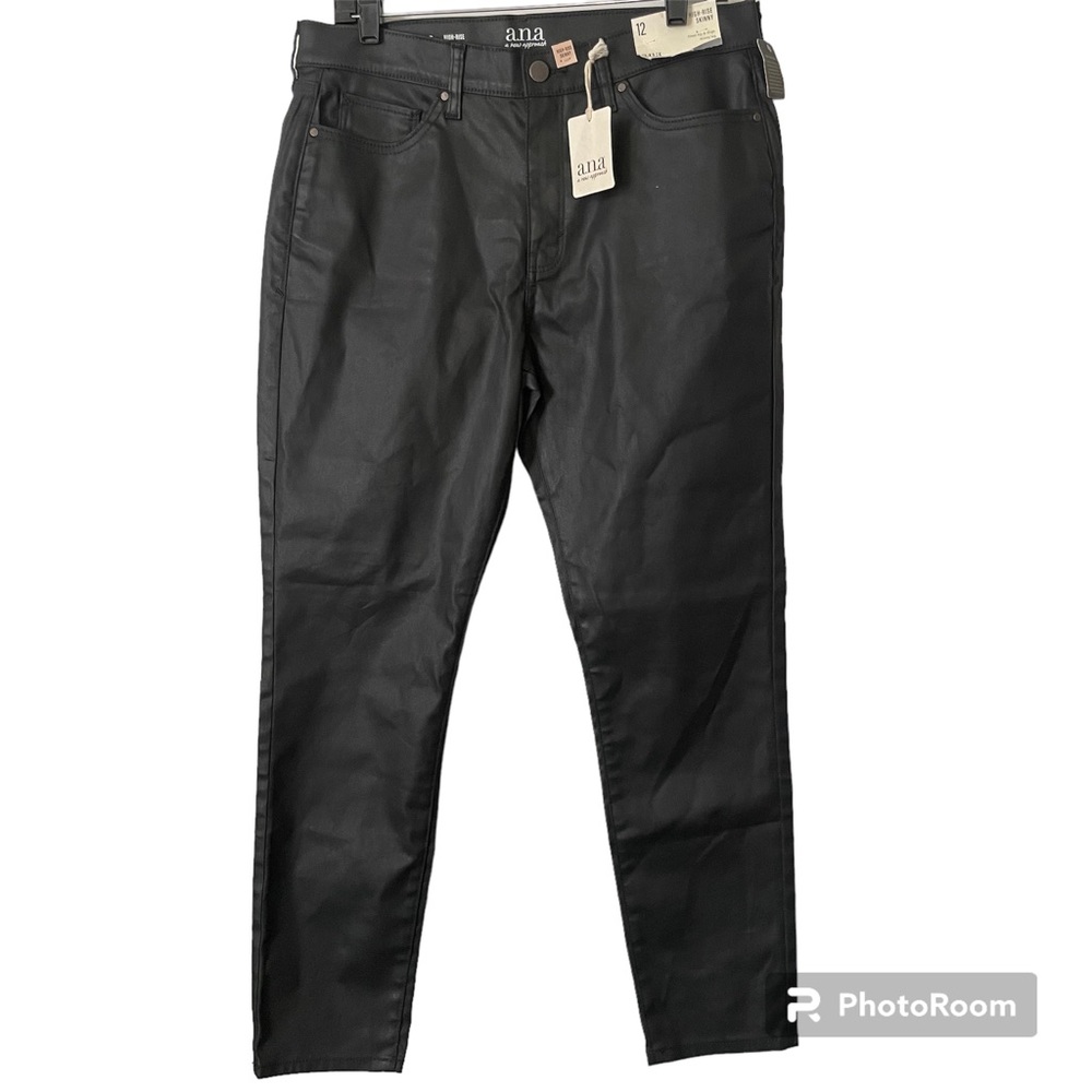 a.n.a Women’s Black Faux Leather High Rise Skinny Pants, Size 12, NWT!